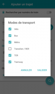 Appli SNCF modes transport